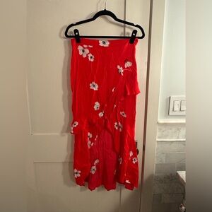 Bardot Red Floral Midi Skirt